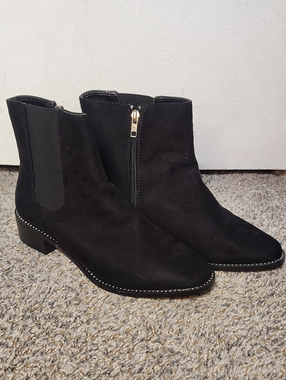 Bebe Women's Black Suede Ankle Boots with Side Zip